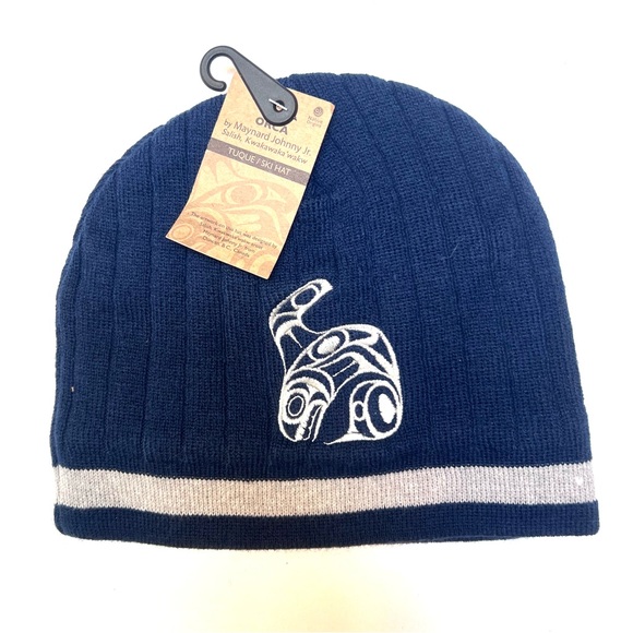 Native Origins  Orca Native Beanie Ski Hat Maynard Johnny Jr Blue   Lined - Picture 1 of 3